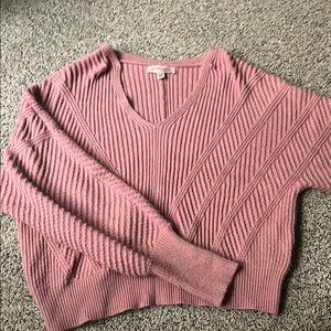 Women's Pink V-Neck Sweater